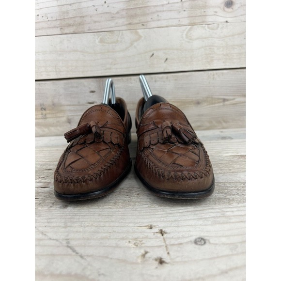 Giorgio Brutini Mens 8.5 Leather Patchwork Loafer Tassel Shoes 014-3600 Brown - Picture 4 of 8